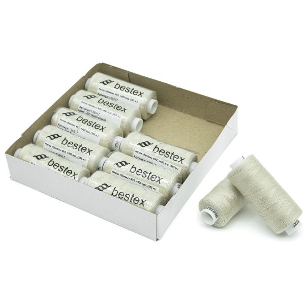 Нитки швейные бытовые Bestex 40/2, 365 м (400 ярд) / 10 кат., 205 бело-серый