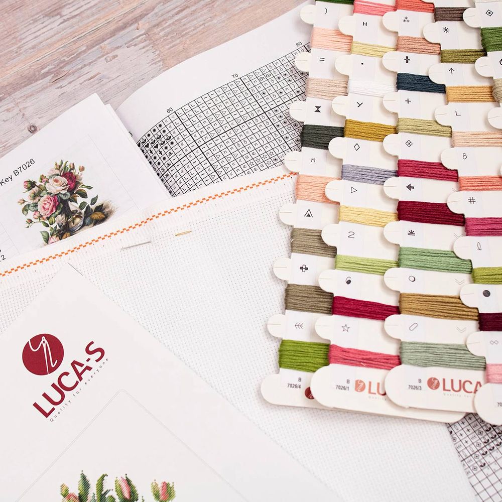 Набор для вышивания нитками Luca-S, Розы, 31х30см