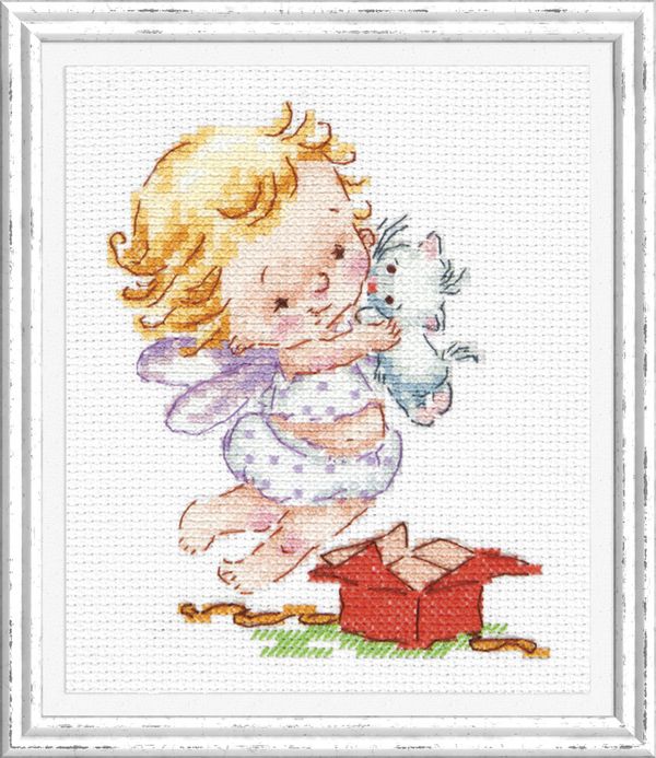 Набор для вышивания нитками Чудесная игла, Люблю подарочки! 10х13 см