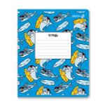 Тетрадь ученическая школьная, выборочный лак, A5 12 л. на скобе 65 г/м², белизна 100% 25 шт клетка, 01404 ААА! Акула!, Светоч Т87