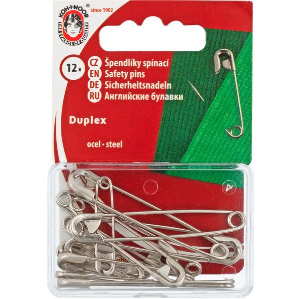 Булавки английские ассорти 12 шт, никель, KOH-I-NOOR 55 (5110 №1-2-3)