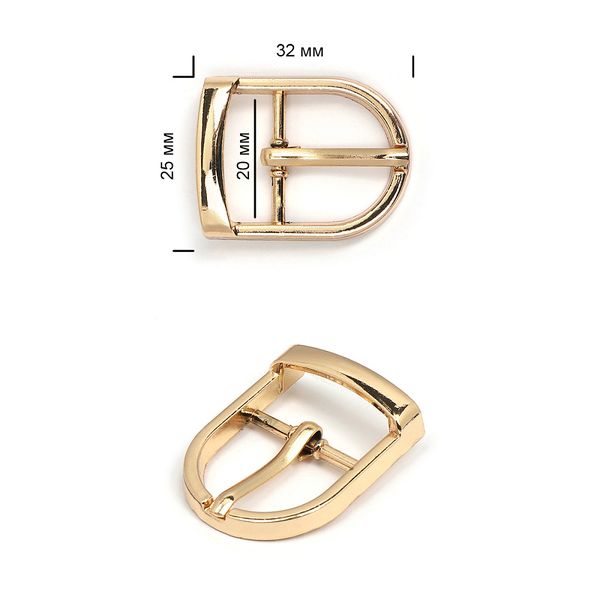 Пряжка ременная металл 32х25 мм, внутр. размер 20 мм, цв. золото уп. 5 шт