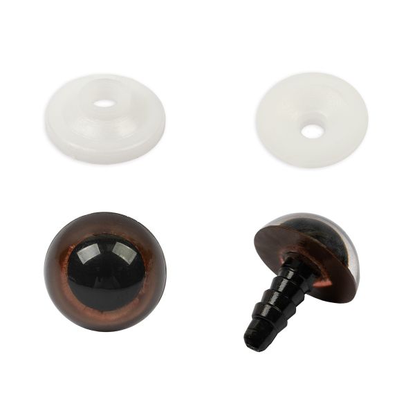 Глазки кукольные кристальные с фиксатором ⌀16 мм, 10 шт (5х2 шт), коричневый, HobbyBe PGKS-16