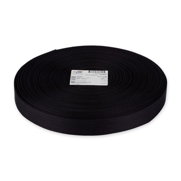 Стропа (ременная лента) 25 мм / 50 метров, [17.4 г/пог.м], 100% п/а, черный, Gamma 6с617