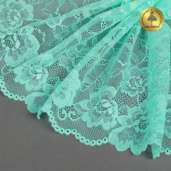Кружево бельевое эластичное 190 мм / 10 м, 24, цв.мята, Kruzhevo