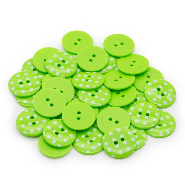 Пуговицы 2 прокола, Горошек 36L (441 салатовый), 36 шт