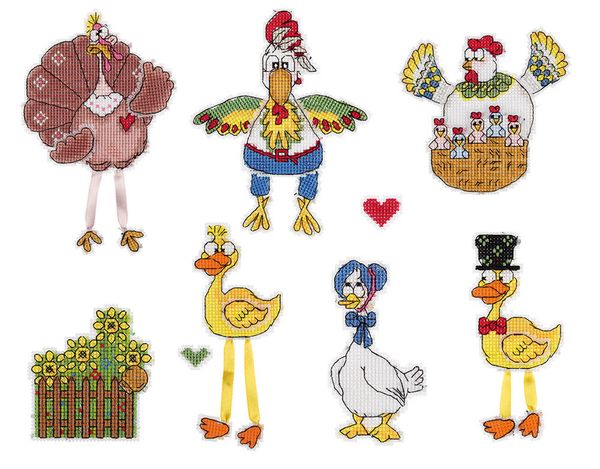 Набор для вышивания нитками Panna, Птичий двор, 20х27 см