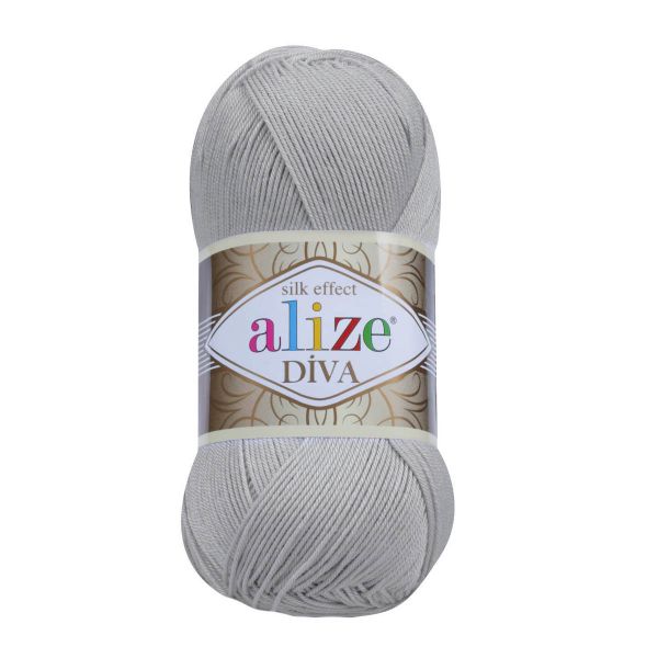 Пряжа Alize (Ализе) Diva / уп.5 мот. по 100 г, 350м, 355 светло-серый A