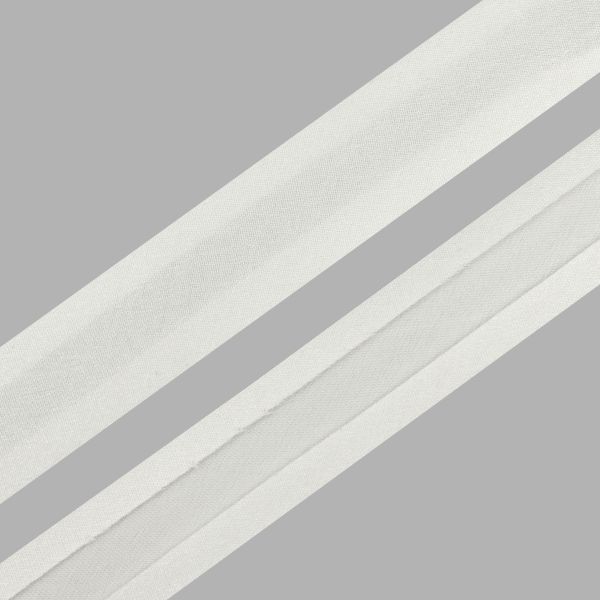 Косая бейка атласная 25 мм / 100 метров, 91.4м, белый