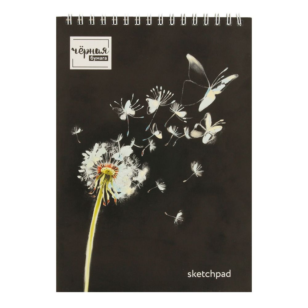 Скетчпад с черной бумагой 120 г/м², А5 Аква-колор Изостудия 14х20 см, на спирали 20 л