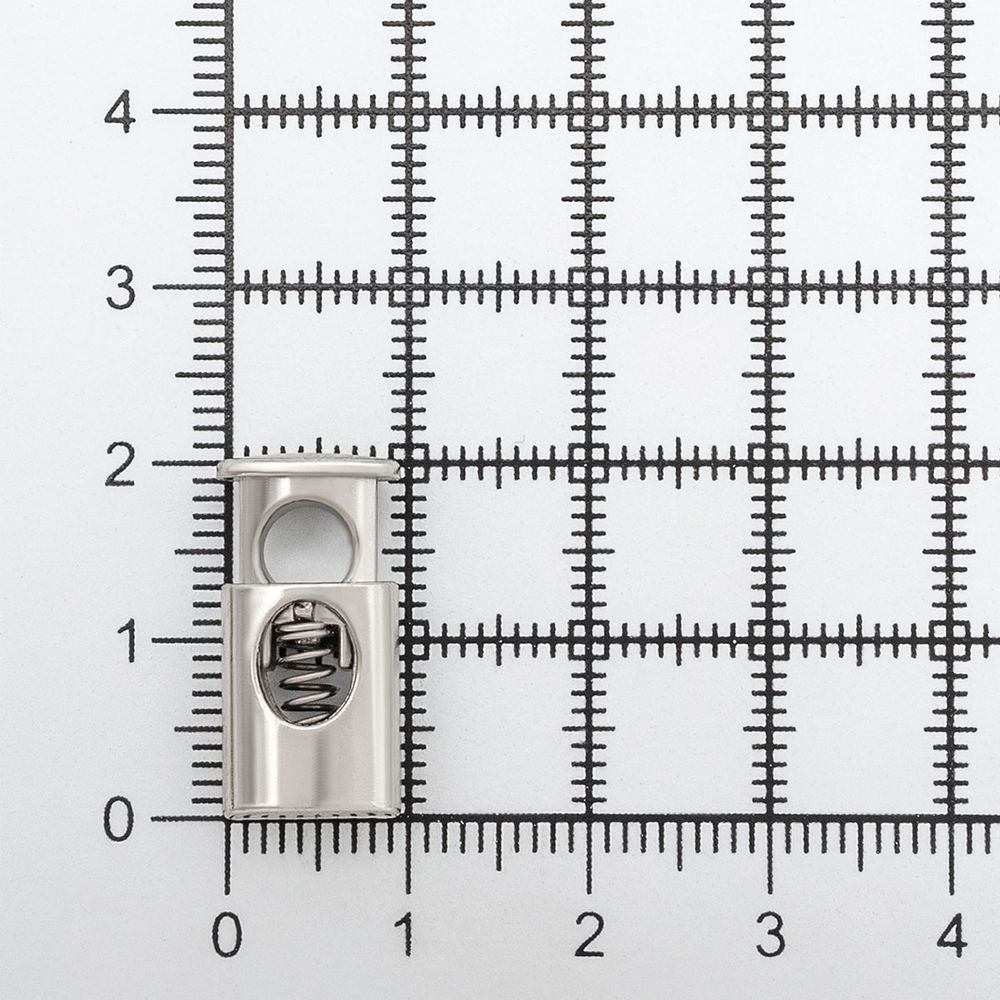 Фиксатор (зажим) для шнура металл 1 отв., 20х10 мм, (in ⌀4.0 мм), 10 шт, никель, IR-902