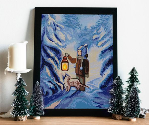 Алмазная (кристальная) мозаика Фрея, Зимний лес 40х50 см