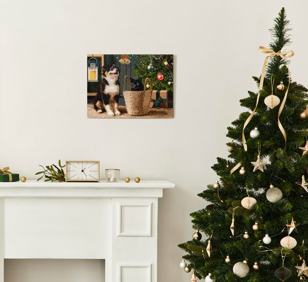 Алмазная (кристальная) мозаика Фрея ALPD-166, на подрамнике Рождество под ёлкой, 40х30 см