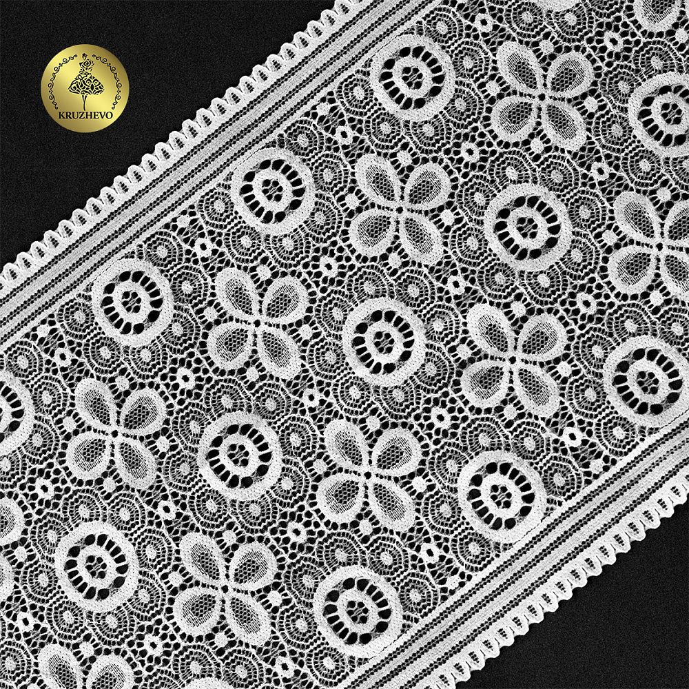 Кружево бельевое эластичное 180 мм / 10 м, цв.белый, Kruzhevo