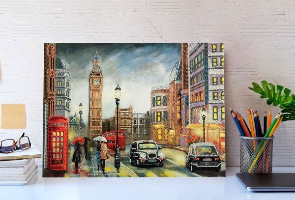 Алмазная (кристальная) мозаика Фрея, Дождливый Лондон, 40х30 см