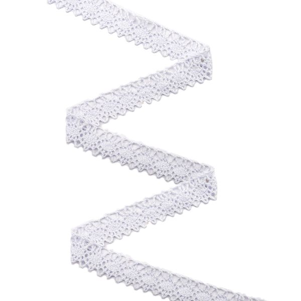 Кружево вязаное (тесьма) хлопковое 15 мм 25м одностор. (01 белый)
