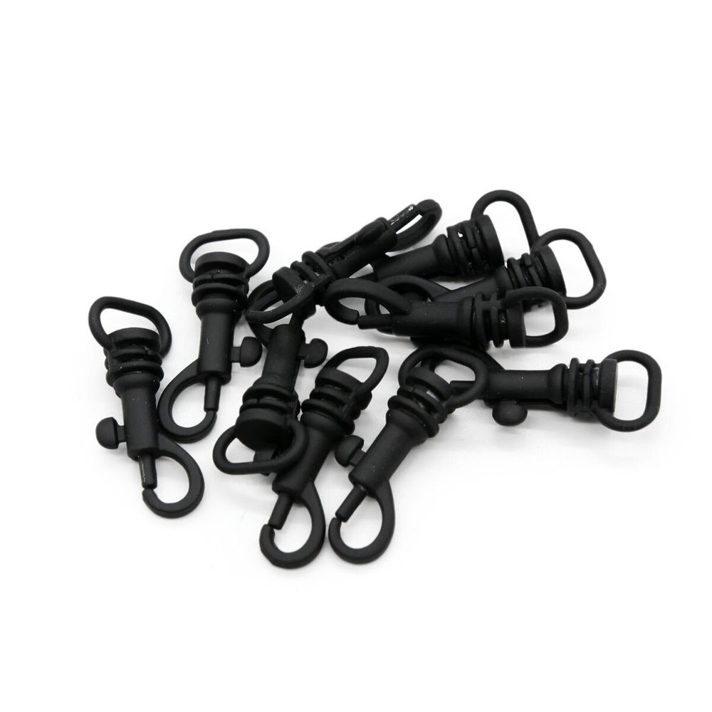 Карабин металл 10.0 мм (33х14 мм), черная резина, 10 шт