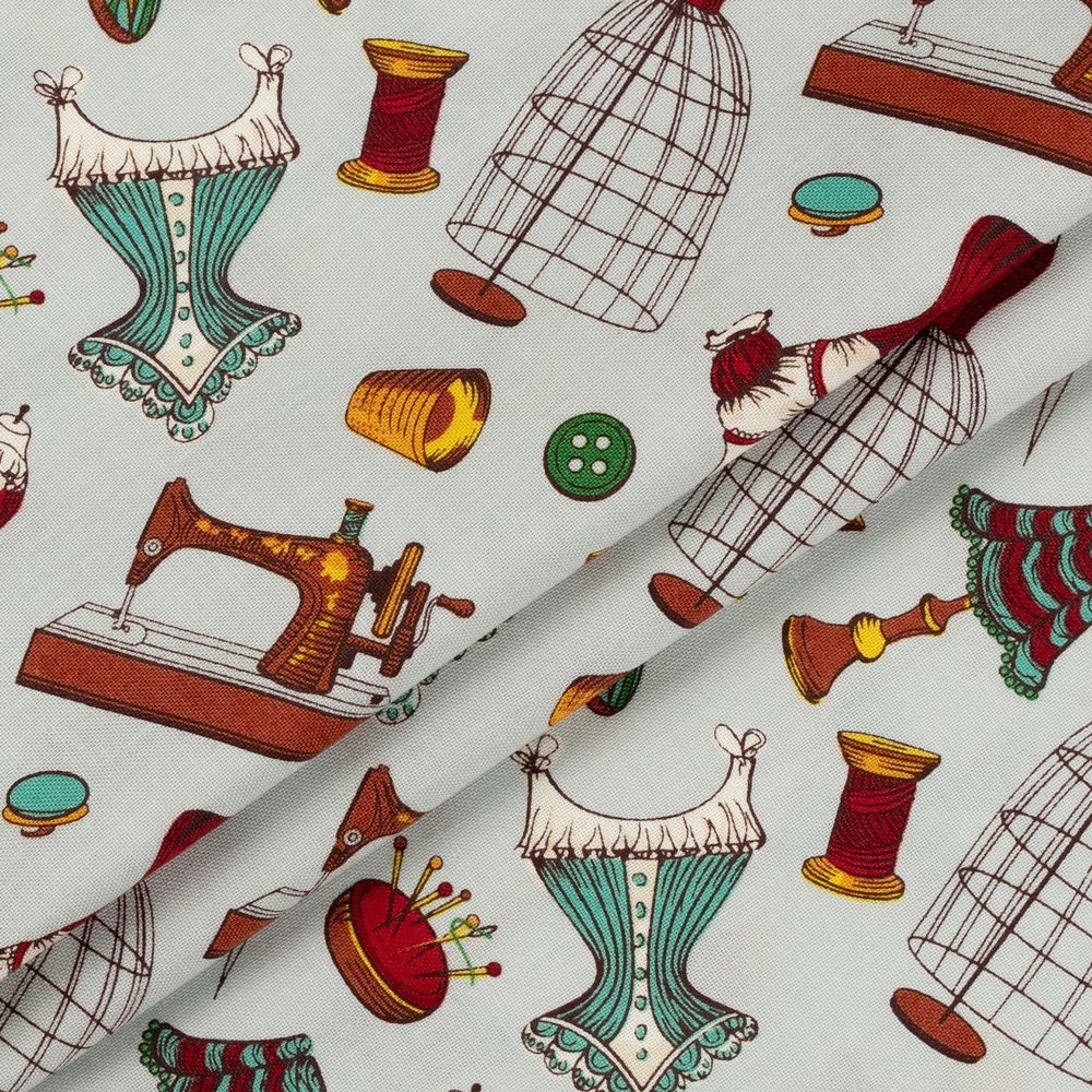 Ткань для пэчворка Peppy Век моды, отрез 50х55 см, 146 г/м², ВМ-13 серый, Peppy