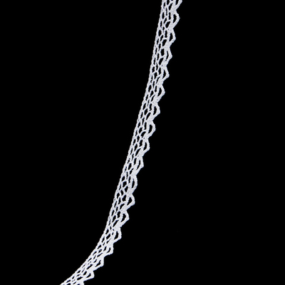 Кружево вязаное (тесьма) хлопковое 10 мм / 9.14 метров, белоснежный