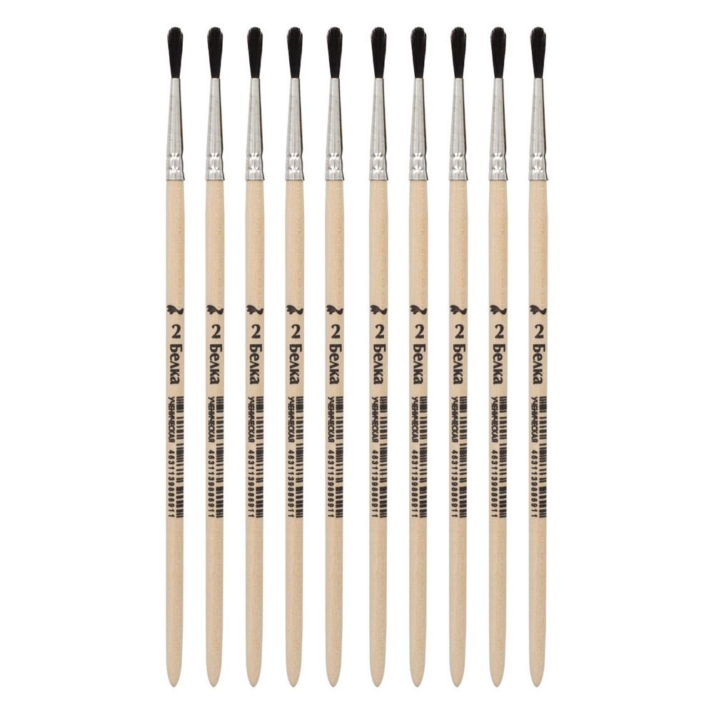 Кисть белка круглая (ученическая) №2,10 шт