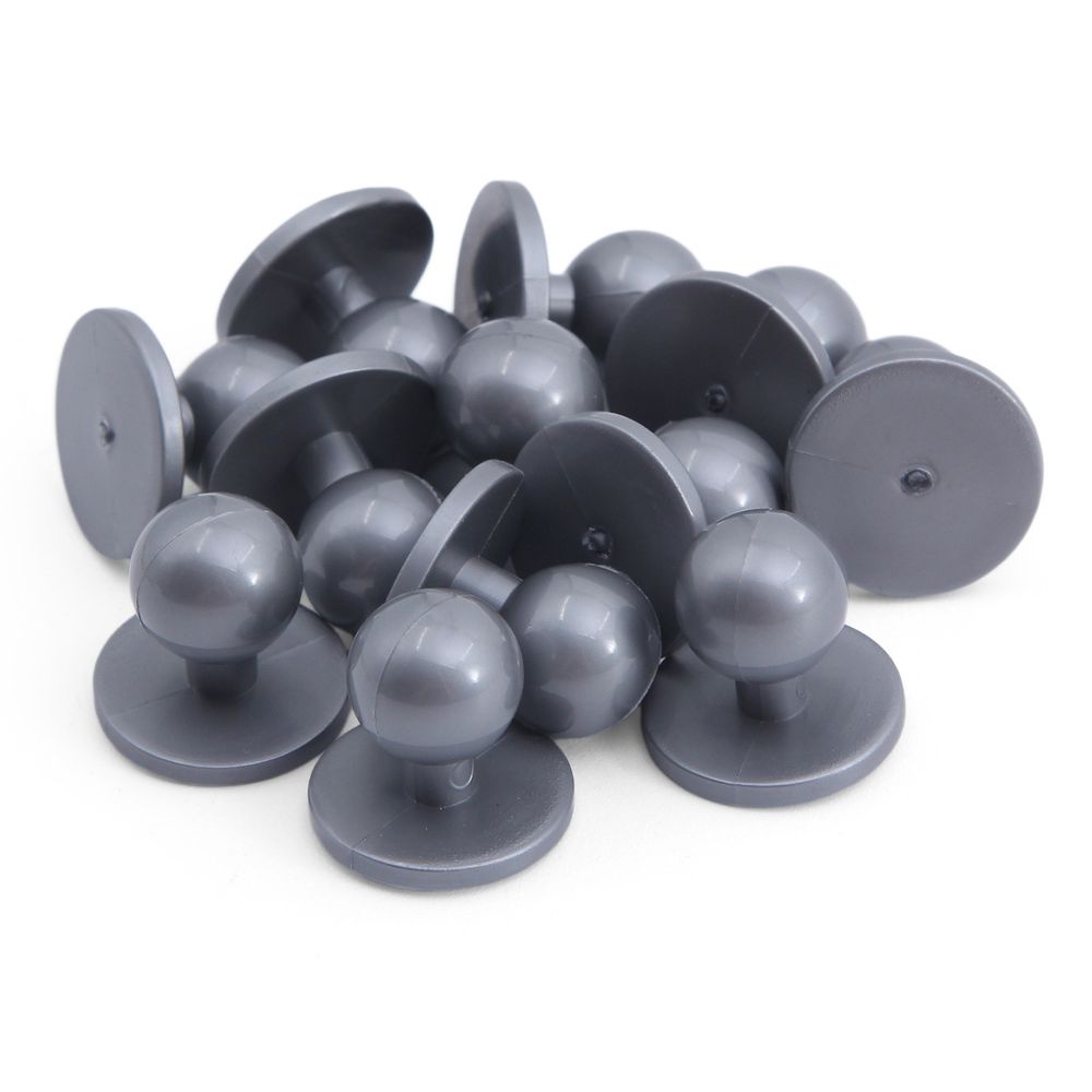 Пуговицы Пукли для поварских курток 12 шт, 10мм (d основания=18мм, h=16мм) (серебро)