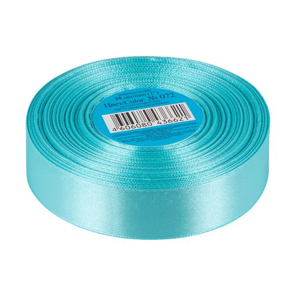 Лента атласная 1-сторонняя 25.0 мм / 33±2 метра, 072 т-голубой, Gamma