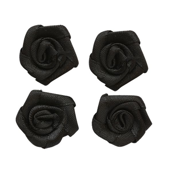 Цветочки пришивные 1,9 см, 4 шт, 030 черный