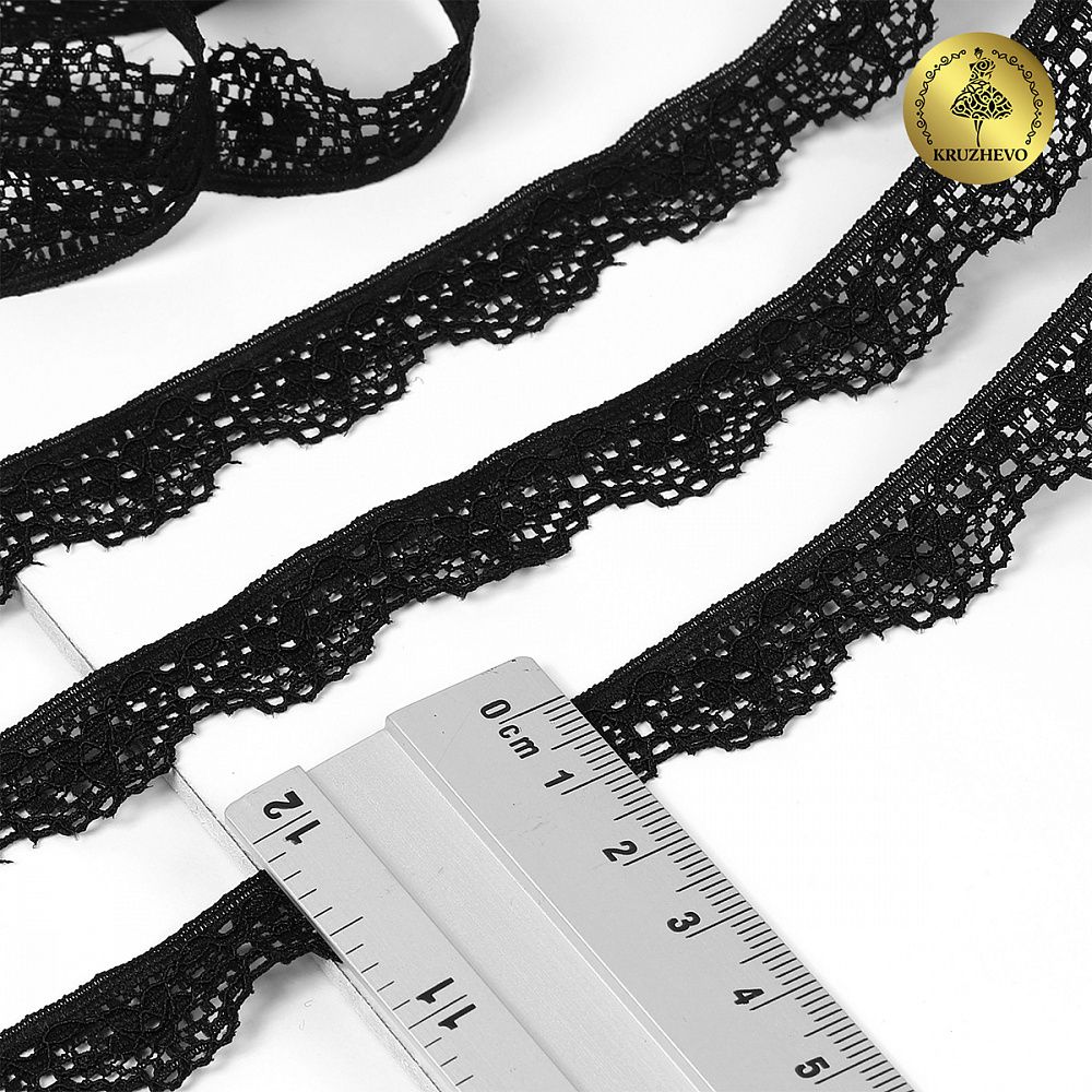 Кружево эластичное (стрейч) 15 мм, TBY.8031, 02 черный, 700м, Kruzhevo
