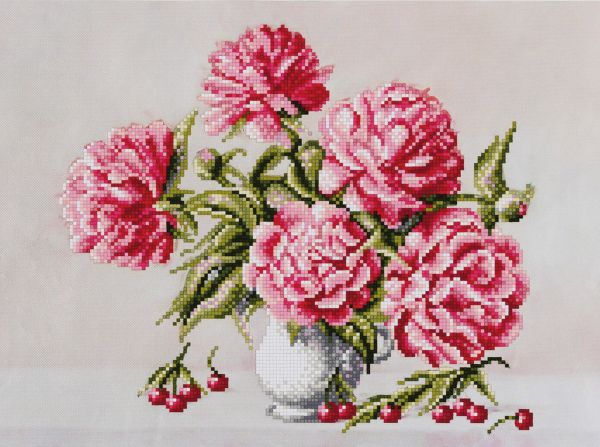 Алмазная (кристальная) мозаика Фрея, Пионы и вишни, 40х30 см