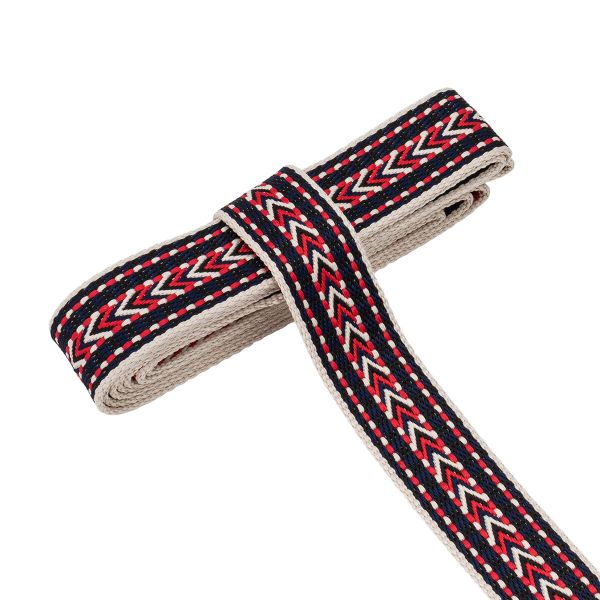 Стропа (ременная лента) 38 мм / 3 метра, [41.33 г/пог.м], с принтом, T0208 красный/т.синий/молочный, 3Al362