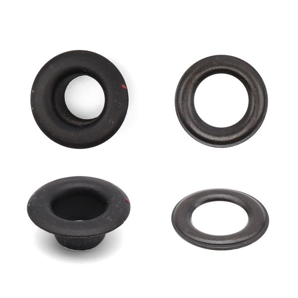 Люверсы металл ⌀_7.3 мм (внутр.), h5.41 мм (внутр.), №5, сталь, черная резина, уп.≈1000 шт, New Star