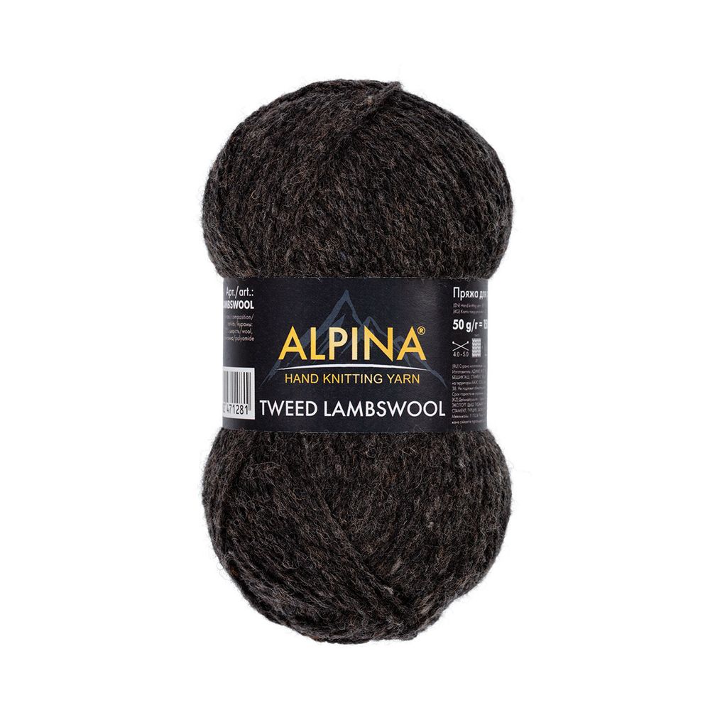 Пряжа Alpina Tweed LambsWool / уп.10 мот. по 50 г, 150 м, 11 черный