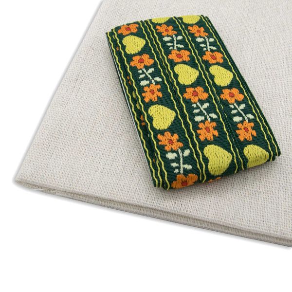 Ткань для рукоделия в наборе с тесьмой жаккард 50х50см+2м (24229/21113 зеленый) 29502