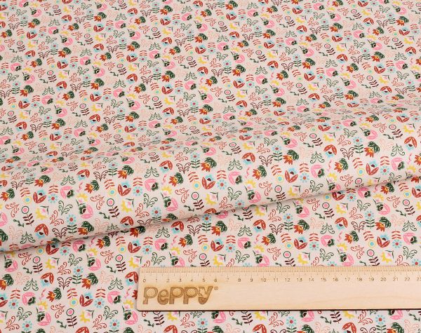 Ткань для пэчворка Peppy Лесные жители, отрез 50х55 см, 146 г/м², ЛЖ-13 бежевый, Peppy