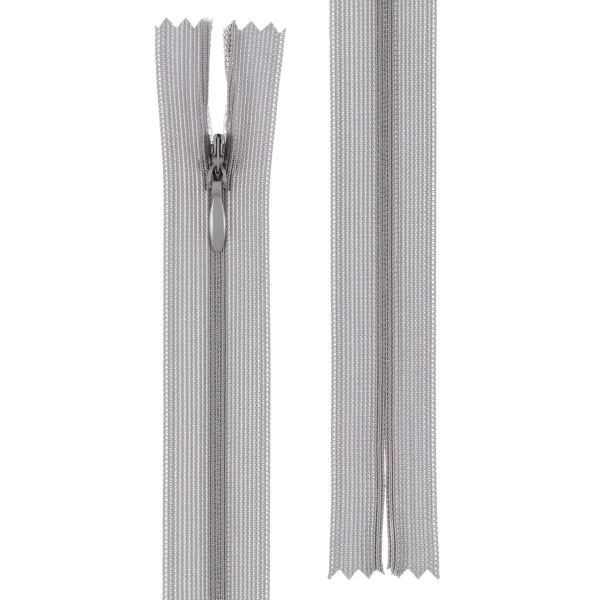 Молния потайная (скрытая) Т3 (3 мм) 1 зам., н/раз., 50 см, пластик, 350 св.серый, G013P Gamma 10 шт
