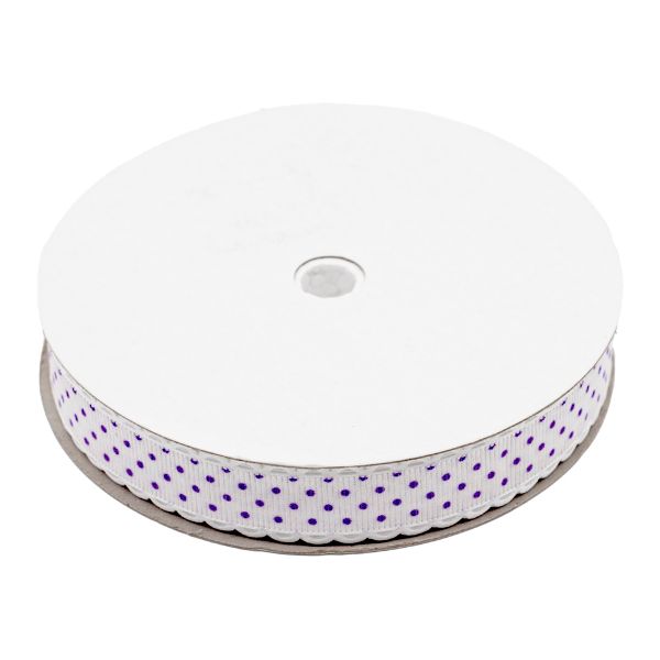 Лента декоративная Горох, 20.0 мм / 25±1 метров, (03 белый/фиолетовый), YH97