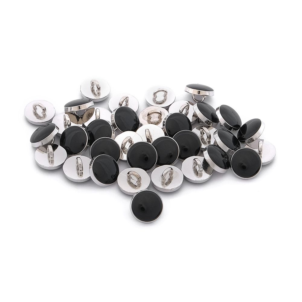 Пуговицы на ножке 18L (11мм), металл (Black/S (черный/серебро)), MEs-2013, 36 шт