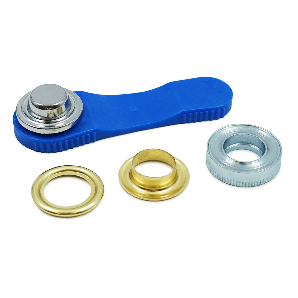 Люверсы металл ⌀14.0 мм (внутр.) с инструментом для установки, золото, Prym, 10 шт