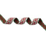 Лента (тесьма) жаккардовая 37.0 мм / 50 метров, (268 бел, красн., зел.), Р9723