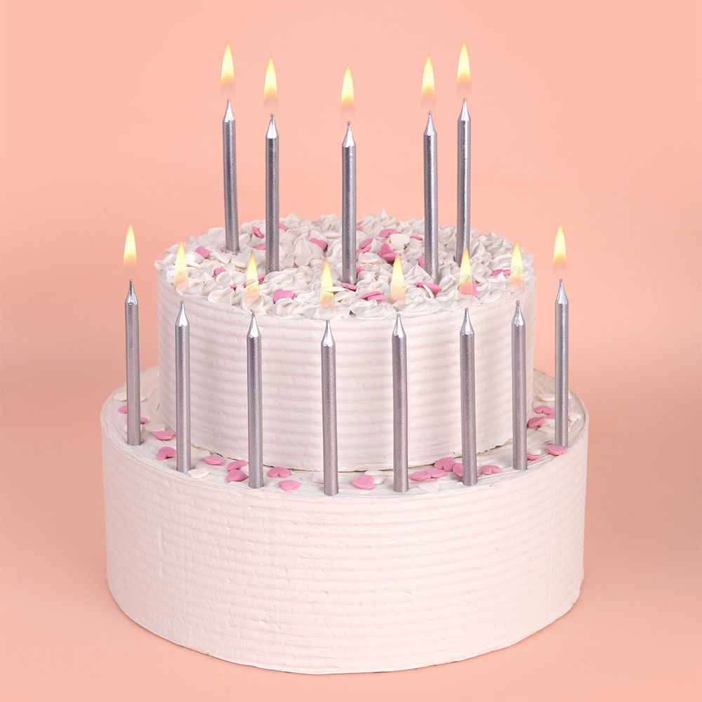 Набор свечей для торта 28.8 г 0.5 см, 12х24 шт, 02_под серебро, Boomzee BCD-41