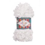 Пряжа Alize (Ализе) Puffy Fine / уп.5 мот. по 100 г, 14м, 055 белый A