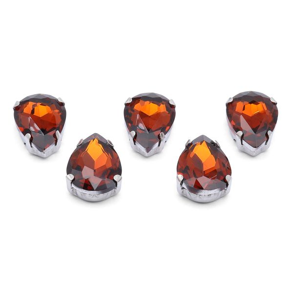 Хрустальные стразы в цапах формы капля, янтарный 10х14мм, 5 шт, АЦ026НН1014