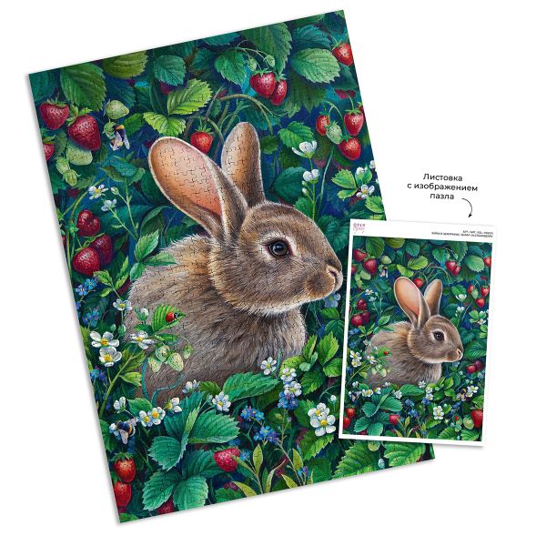 Пазл 1000 элементов, Зайка в землянике, PZL-1000/33, Фрея