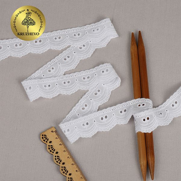 Кружево шитьё хлопок.9772 25 мм, цв.01 белый, уп.13.71м, Kruzhevo