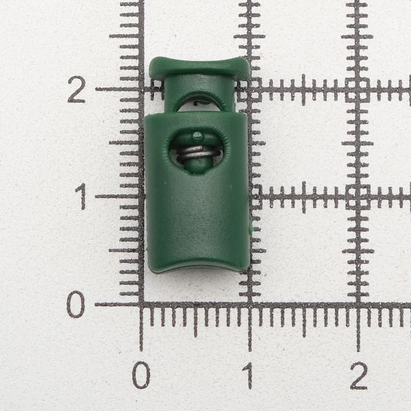 Фиксатор (зажим) для шнура пластик 1 отв., ⌀4.5 мм, 19х9 мм, цилиндр, ПП, т.зеленый, 100 шт