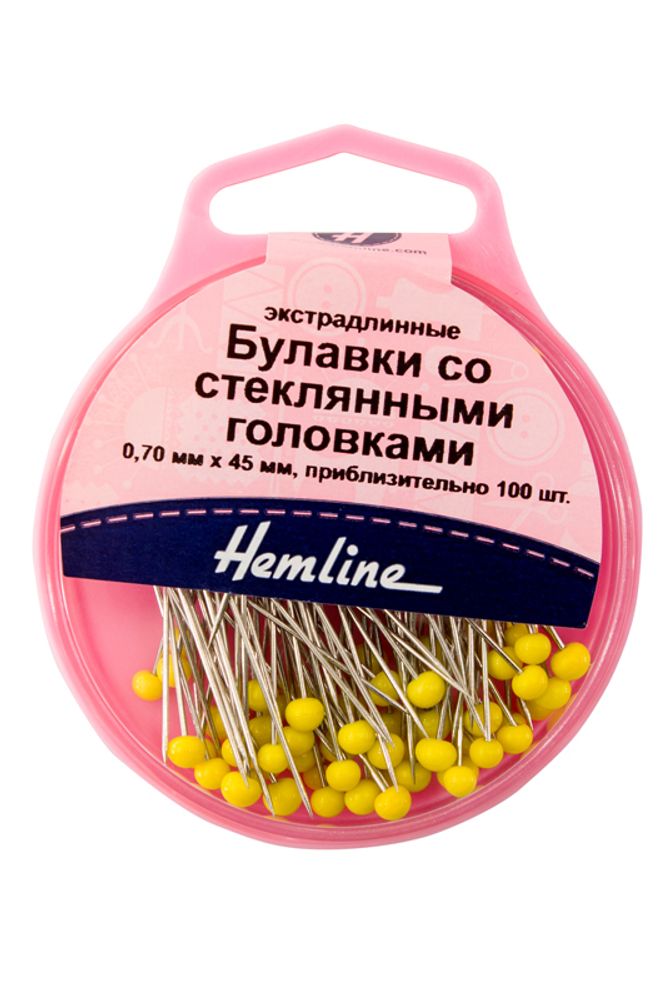 Булавки для квилтинга со стеклянными головками 45 мм, 5х100 шт, Hemline /TOS/