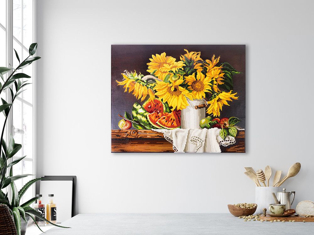 Алмазная (кристальная) мозаика Фрея, на подрамнике Натюрморт с арбузом, 50х40 см