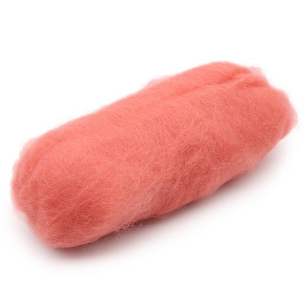 Шерсть для валяния Кардочес 100% п/тонк.шерсть, 100 гр. Камтекс (126 коралл яркий)