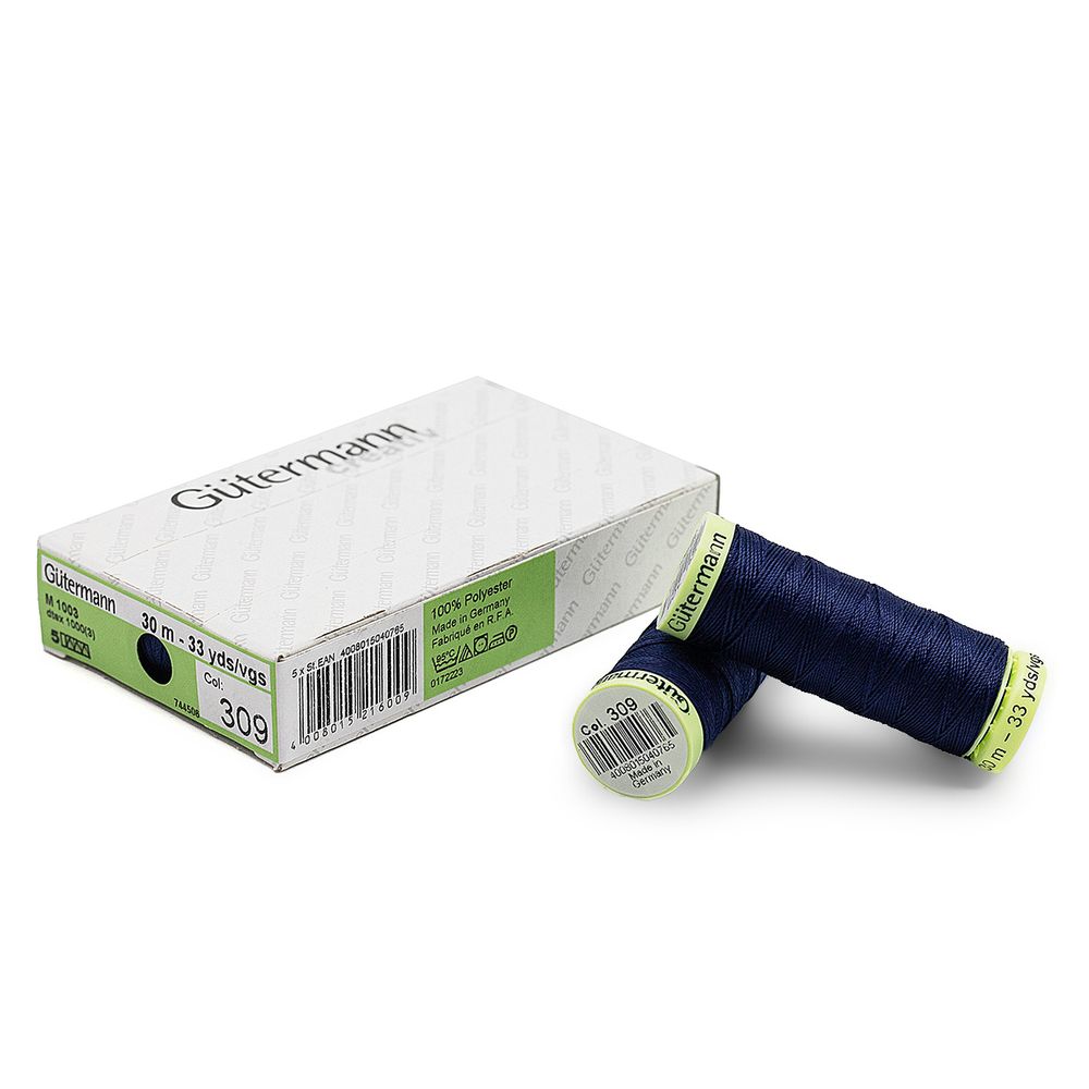 Нитки отделочные Gutermann Top Stitch, 30м, 309 чернильный, 5 катушек