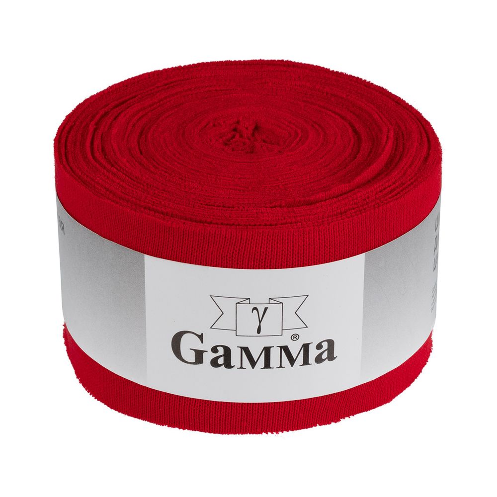 Косая бейка трикотажная 60 мм / 10 метров, (рибана), 014 красный, Gamma